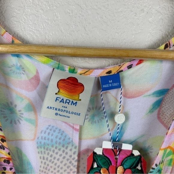 Farm Rio Anthropologie Rainforest Wrap Tropical Fruit Print Top Size Medium - Picture 10 of 16